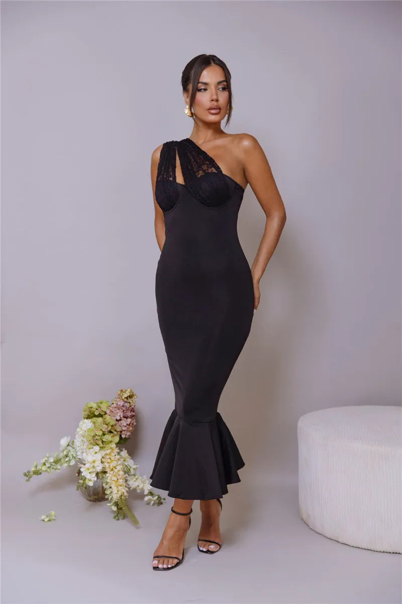 Sleeveless Fishtail Maxi Dress For Women Autumn New Halter Deep V Neck Backless Bodycon Party Sexy Long Dress Elegant