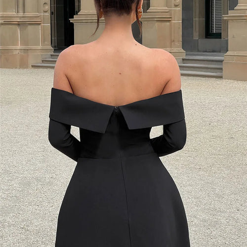 Load image into Gallery viewer, Off-shoulder Long Sleeve Sexy Mini Dress For Women Two Pocket Strapless Backless A-line Club Party Sexy Dress Elegant
