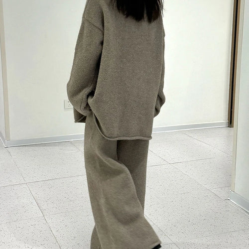 Load image into Gallery viewer, High Elastic Waist Purple Warm Knitting Long Wide Leg Pants New Trousers Women Fashion Tide Autumn Winter 2025 1DH9200
