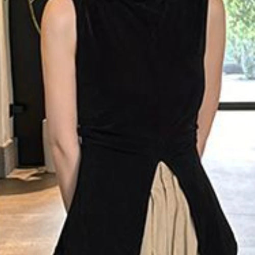 Load image into Gallery viewer, Harajuku Half Height Split Tee Shirts Women Y2k Aesthetic Solid Vintage Sleeveless T-Shirt Streetwear Casual Grunge Crop Tops
