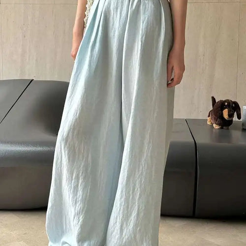 Load image into Gallery viewer, High Elastic Waist White Linen Pleated Long Elegant Wide Leg Pants New Trousers Women Fashion Spring Summer 2025 1DH6125
