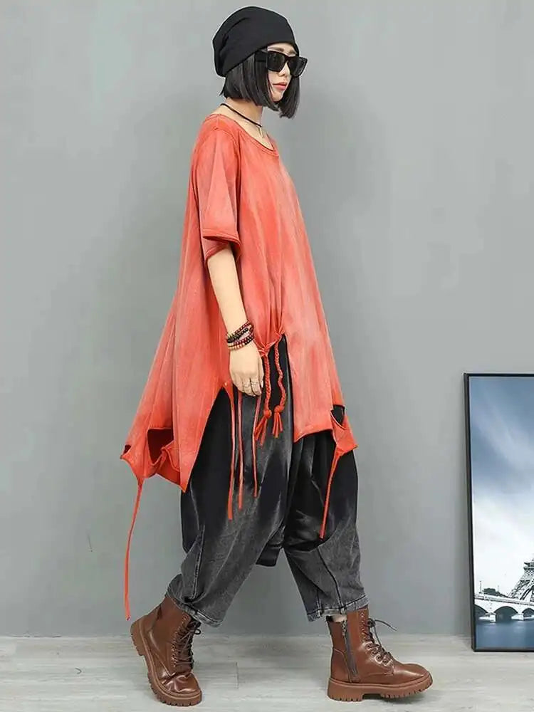 High Elastic Waist Black Tie Dye Casual Big Size Corss Pants New Trousers Women Fashion Tide Spring Autumn 2025 1DJ0278