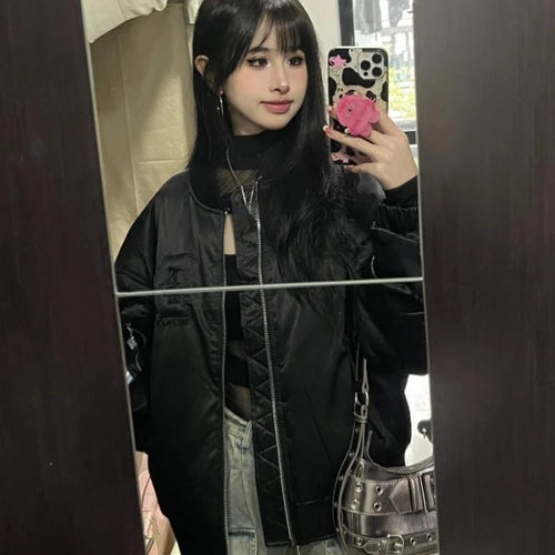 Load image into Gallery viewer, Harajuku Hollow Out Grunge Slim Jumpsuits Women Y2k Aesthetic Gauze Patchwork T-shirt 2025 Streetwear Half High Collar Sexy Tops
