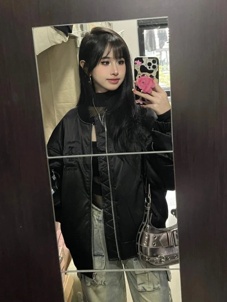 Harajuku Hollow Out Grunge Slim Jumpsuits Women Y2k Aesthetic Gauze Patchwork T-shirt 2025 Streetwear Half High Collar Sexy Tops