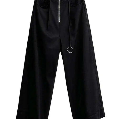 Load image into Gallery viewer, High Elastic Waist Black Pocket String Long Wide Leg Pants New Trousers Women Fashion Tide Spring Autumn 2025 1DH9507
