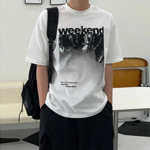 Load image into Gallery viewer, Men&#39;s Short Sleeve T-shirt Summer Korean Style Letter Print Round Neck Male Top Fashion Trend Casulal Tops 9C5636
