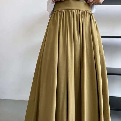 Load image into Gallery viewer, High Waist Apricot Brown Pleated Long Casual A-line Half-body Skirt Women Fashion Tide New Spring Autumn 2025 1DF5093
