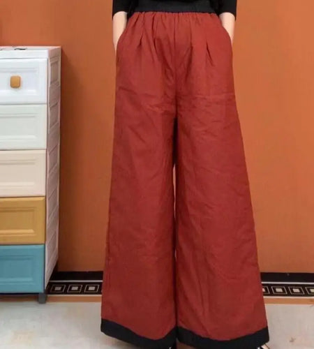 Autumn Winter Korean Fashion Patchwork Loose Wide Leg Long Pant Women's 2024 High Waist Straight Trousers Trend Versatile Casual