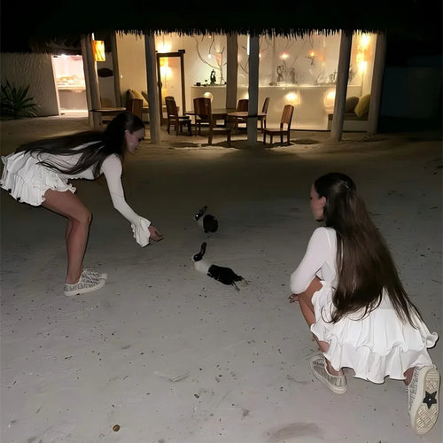 Load image into Gallery viewer, Flare Sleeve Ruffle Sexy Mini Dress Women Robe Irregular Single-breasted V Neck High Waist Slim A-line Club Dress
