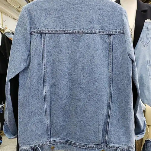 Load image into Gallery viewer, Women Blue Denim Color-block Big Size Blazer New Lapel Long Sleeve Loose Fit Jacket Fashion Spring Autumn 2025 1DH7741
