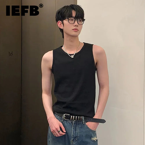 Load image into Gallery viewer, Summer Men&#39;s Tank Tops Casual Round Collar Slim Sleeveless Solid Color Male Clothing Simple Vest Fashion 9C6771
