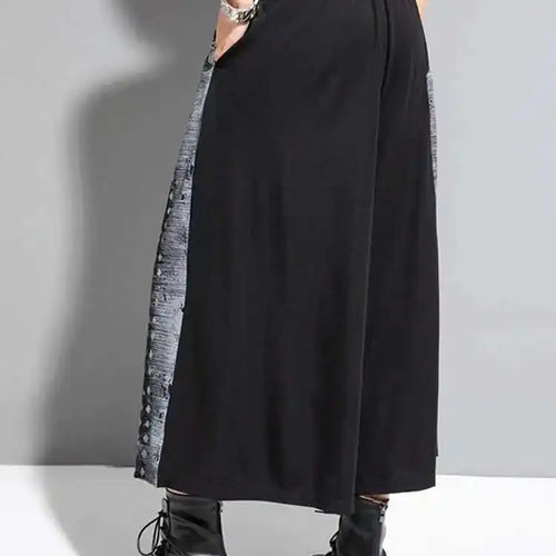 Load image into Gallery viewer, High Elastic Waist Black Pattern Printed Wide Leg Pants New Loose Fit Trousers Women Fashion Spring Autumn 2025 1DF8308
