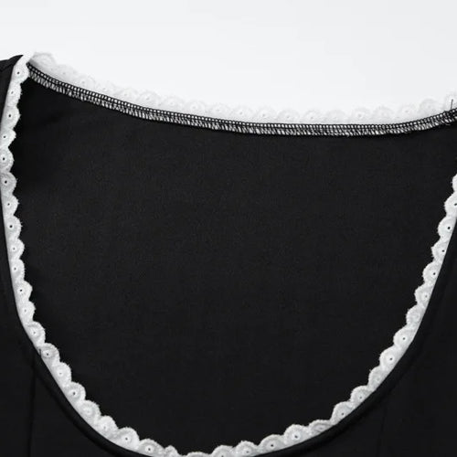 Load image into Gallery viewer, Lace Bandage Puff Sleeve Mini Dress For Women 2023 Autumn Winter New Square Collar Ruched Dress Vintage Elegant
