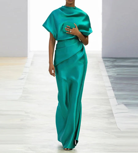 Womans Summer Maxi Dresses Loose Green Short Sleeves Original Creation Party Evening Prom Dresses Women 2025 Summer New