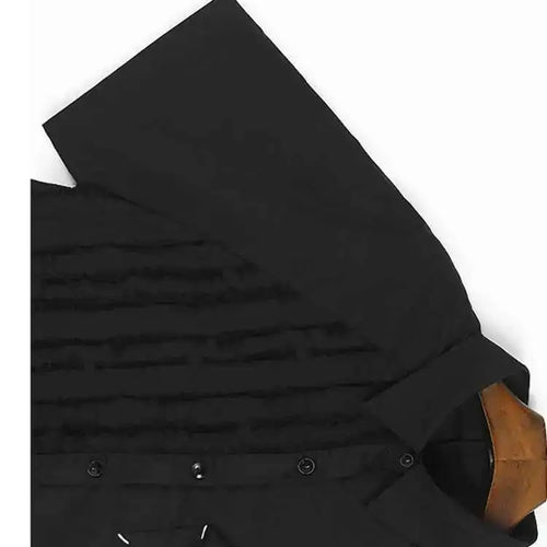 Load image into Gallery viewer, Women Black Irregular Hem Burr Big Size Blouse New Lapel Short Sleeve Shirt Fashion Tide Spring Summer 2025 1DH6182
