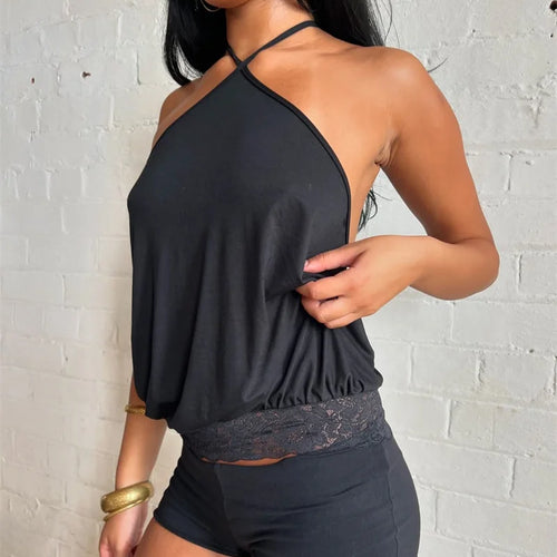 Load image into Gallery viewer, Halter Backless Sexy Mini Dress Women Robe Fashion Summer New Lace Patchwork Sleeveless Pleated Ruffled Club Dress
