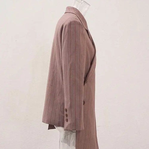 Load image into Gallery viewer, Women Brown Striped Irregular Elegant Big Size Blazer New Lapel Long Sleeve Jacket Fashion Tide Spring Autumn 2025 CPDB202
