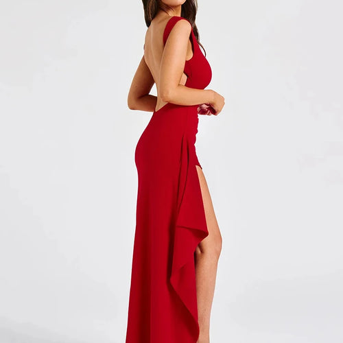 Load image into Gallery viewer, Women's Elegant Sleeveless High Slit Backless Evening Dress, Slim Party Club Dress, Female Bodycon, Summer, New, 2024
