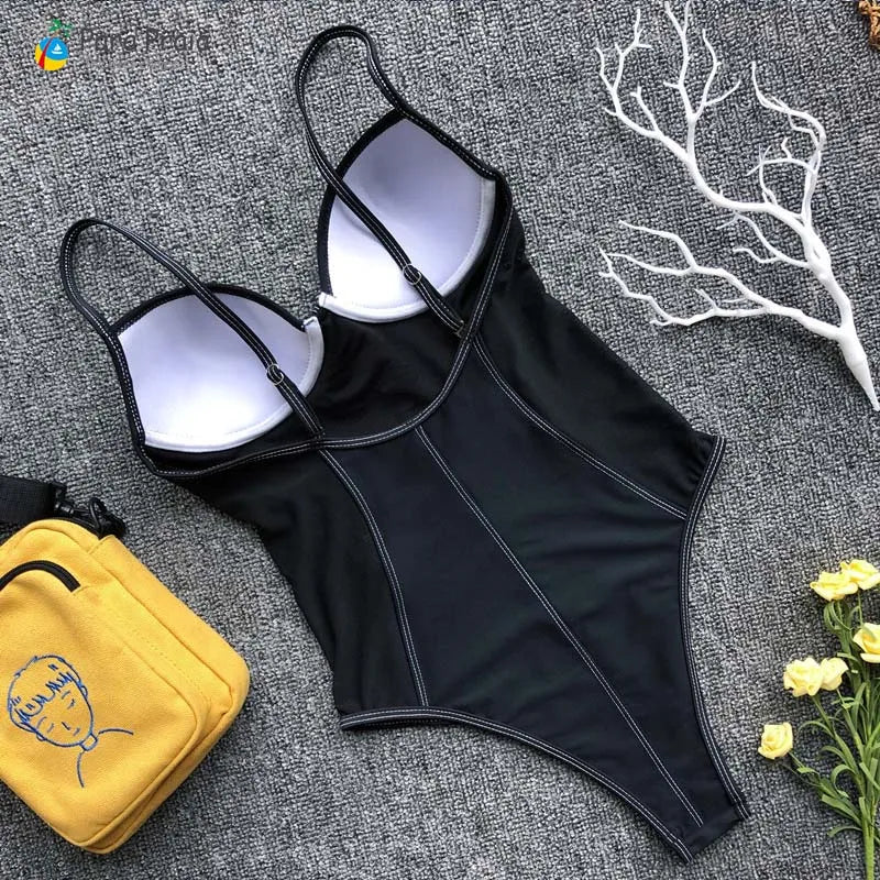 Sexy One Piece Swimsuit Women Solid Swimwear Women Monokini Push Up Swimsuit Bandage Bathing Suit Thong Swimwear Mesh Monokini