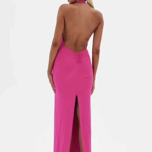 Load image into Gallery viewer, Sexy Swinging Collar High Slit Women Maxi Dress Backless Slim Fit Dress Party Dance Nightclub Female Clothing 2023 New
