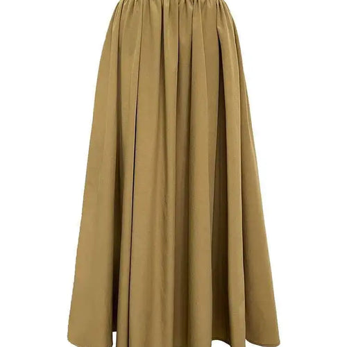 Load image into Gallery viewer, High Waist Apricot Brown Pleated Long Casual A-line Half-body Skirt Women Fashion Tide New Spring Autumn 2025 1DF5093
