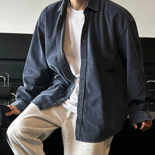 Load image into Gallery viewer, Men&#39;s Jacket New Spring Loose Long Sleeved Design Single Breasted Clothing Korean Solid Color Turn-down Collar Chic 9W1438
