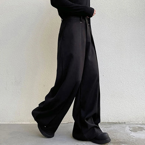 Load image into Gallery viewer, Three-dimensional Cut Multi-piece Design Wide Leg Straight Trousers Personality Riveted Korean Casual Pants 9C4521
