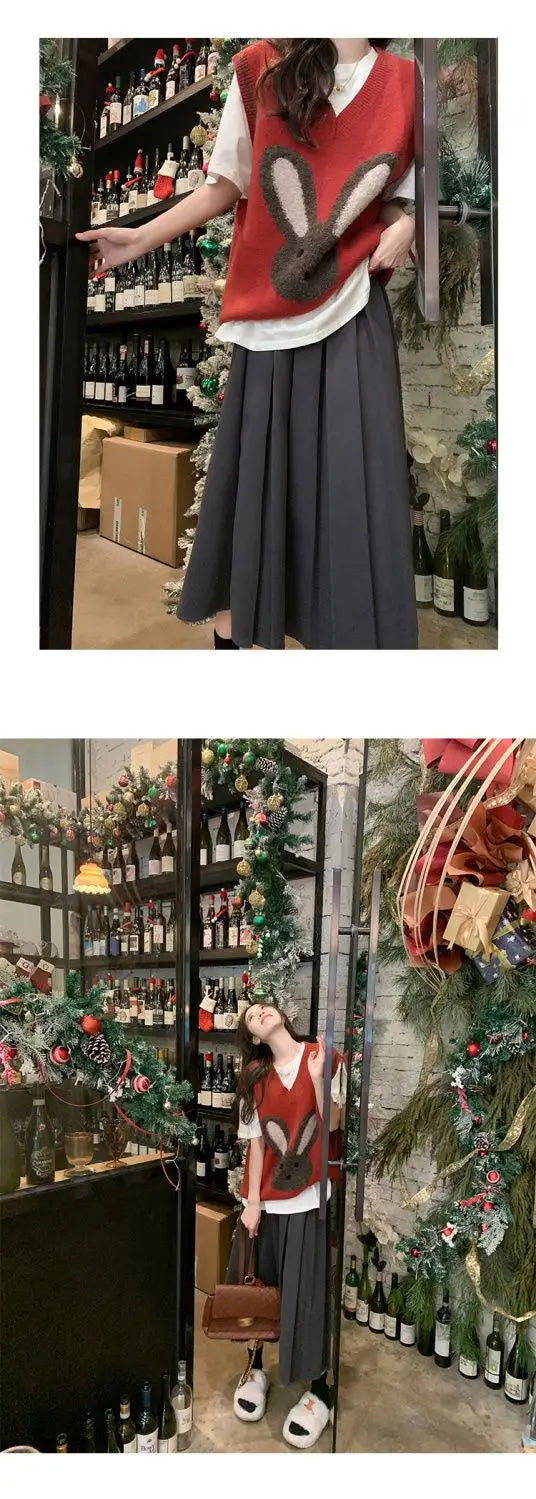 French Vintage Elegant Black Festival Woolen Long Skirt Women Autumn Winter Grey High Waist Ladies Pleated A-line Half Skirt New