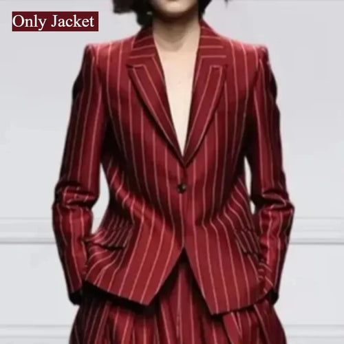 Load image into Gallery viewer, Winter Clothes Trendy Pants Suits Set Office for Women 2024 Autumn British Striped Loose Wide Leg Womens England Capris
