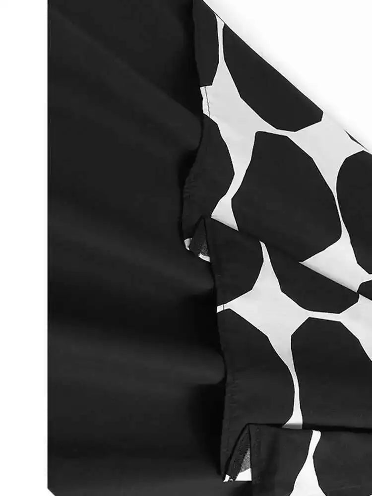 High Elastic Waist Black Dot Printed Irregular A-line Half-body Skirt Women Fashion Tide New Spring Autumn 2025 1DH6191