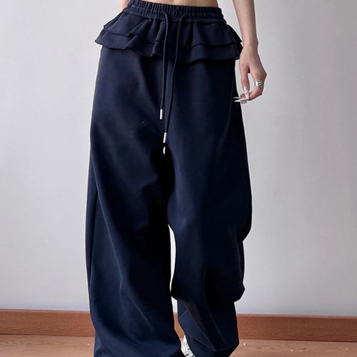 Load image into Gallery viewer, High Elastic Waist Gray Ruffles Drawstring Wide Leg Pants New Trousers Women Fashion Tide Spring Autumn 2025 1DH9617
