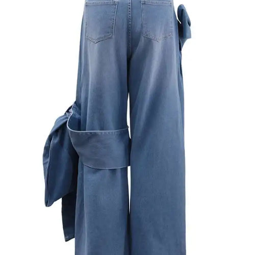 Load image into Gallery viewer, High Waist Blue Denim Bow Three-dimensional Long Wide Leg Jeans New Women Trousers Fashion Tide Spring Autumn 2025 CPDB180
