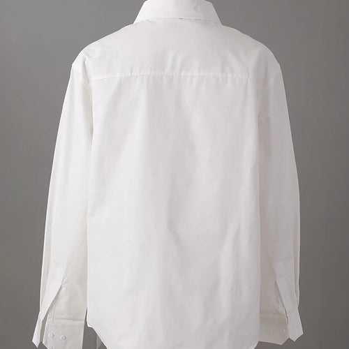 Load image into Gallery viewer, Women White Pattern Printed Big Size Casual Blouse New Lapel Long Sleeve Shirt Fashion Tide Spring Autumn 2025  CPG3062
