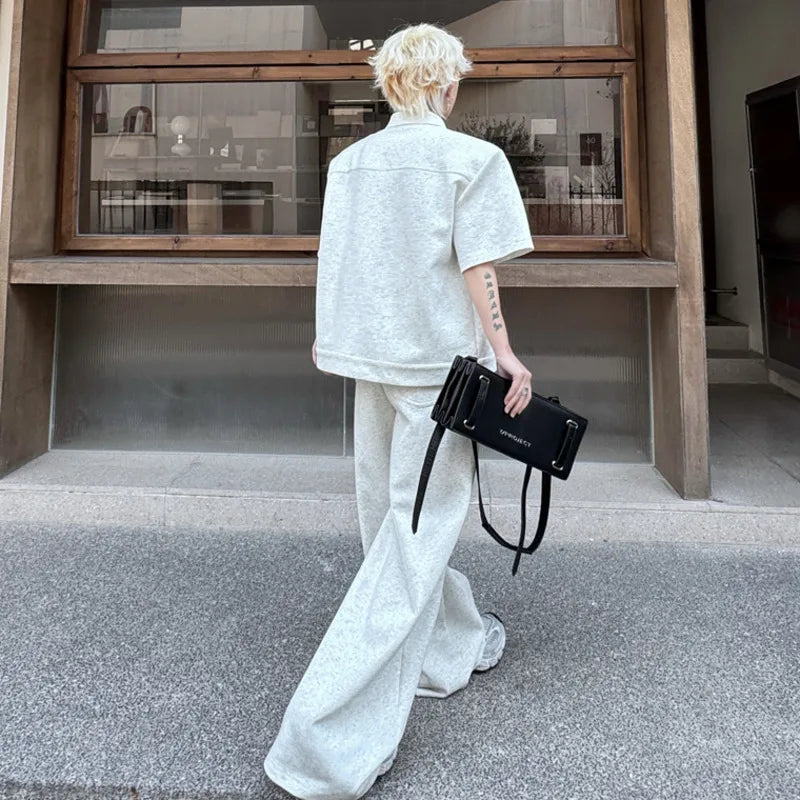 Men's Set Two-piece New Summer Multi Pockets Zipper Short Sleeve Jacket Casual Male Pants Fashion Trend 2025 9W1504