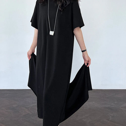 Load image into Gallery viewer, Women White Bandage Irregular Big Size Midi Dress New Round Neck Short Sleeve Fashion Tide Spring Summer 2025 1DJ1263
