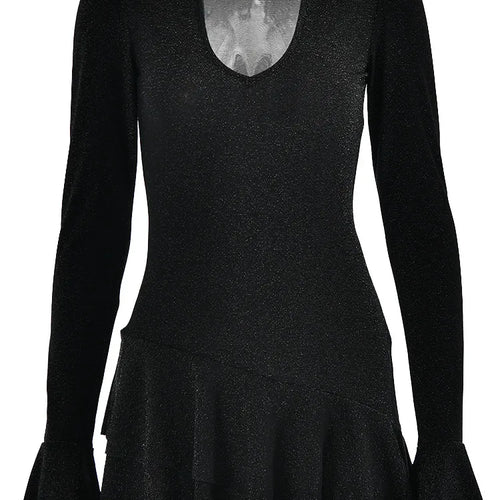 Load image into Gallery viewer, Sexy DeepV Brilliant Silk Long Sleeve Dress Women Ruffled Bodycon Mini Dress Female Tight Elegant Party Evening Vestidos
