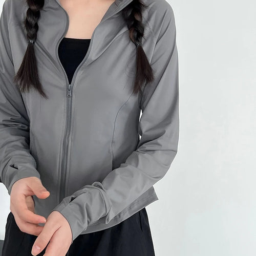 Load image into Gallery viewer, Green Slim Thin Sun Sunscreen Pocket Jacket New Stand Collar Long Sleeve Women Coat Fashion Spring Summer 2025 1DJ1519
