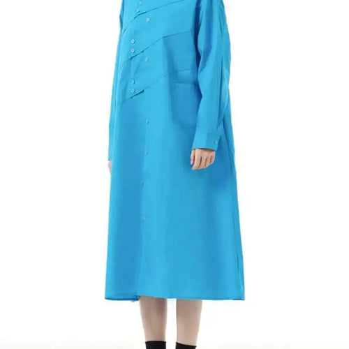 Load image into Gallery viewer, Women Rose Red Button Design Big Size Midi Shirt Dress New Lapel Long Sleeve Fashion Tide Spring Autumn 2025 1DH5165
