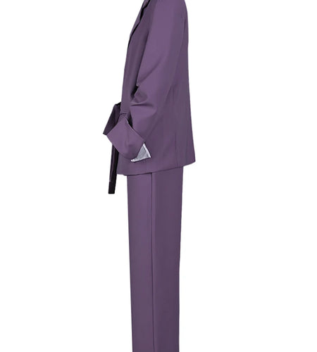 Purple Pleated Blazer Wide Leg Pants Two Piece Suit New Lapel Long Sleeve Women Fashion Tide Spring Autumn 2025 CPG2785