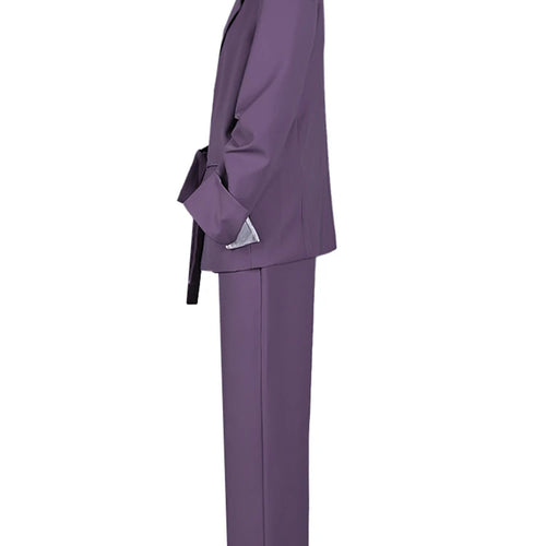 Load image into Gallery viewer, Purple Pleated Blazer Wide Leg Pants Two Piece Suit New Lapel Long Sleeve Women Fashion Tide Spring Autumn 2025 CPG2785
