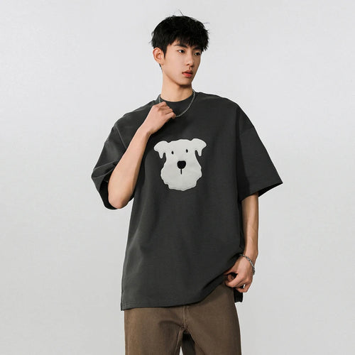 Load image into Gallery viewer, Men's T-shirts Short Sleeve New Korean Style Summer Plush Dog Decoration Loose Round Neck Pullover Male Clothing 9W1758
