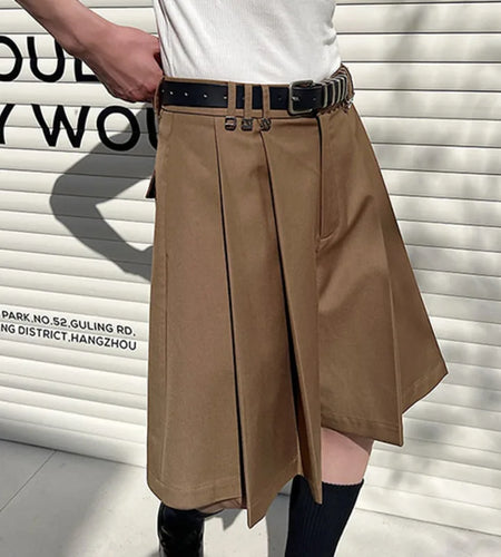 Summer Men's Suit Shorts New Stylish Pleated Korean Style Letter Decoration Loose Fold Short Pants Men Clothing 9C553