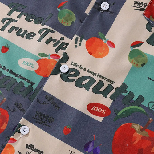 Load image into Gallery viewer, Vintage Summer Shirts Streetwear Retro Fruit Graphic Printed Summer Hawaiian Blouse Harajuku Baggy Short Sleeve Button Up Tops
