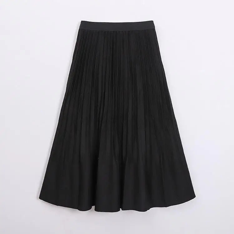 Autumn Winter Korean Fashion Solid Simple Pleated Long Skirt Women's 2024 Elegant High Waist Festival Woolen Skirt Trend Popular