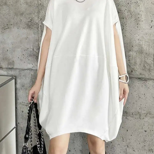 Load image into Gallery viewer, Women Black White Brief Big Size Casual Mini Dress New Round Neck Short Sleeve Fashion Tide Spring Summer 2025 1DH5840
