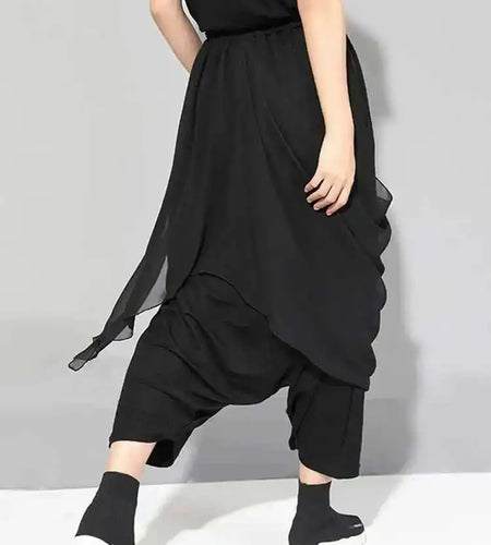High Elastic Waist Black Irregular Long Harem Trousers New Loose Fit Pants Women Fashion Tide Spring Autumn 2025 1DE7835