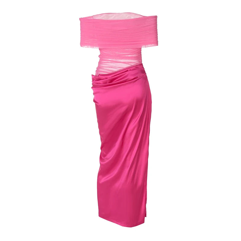 Off-shoulder Strapless Backless Sexy Maxi Dress For Women Gown Fashion Elegant Sleeveless Ruched Club Long Dress