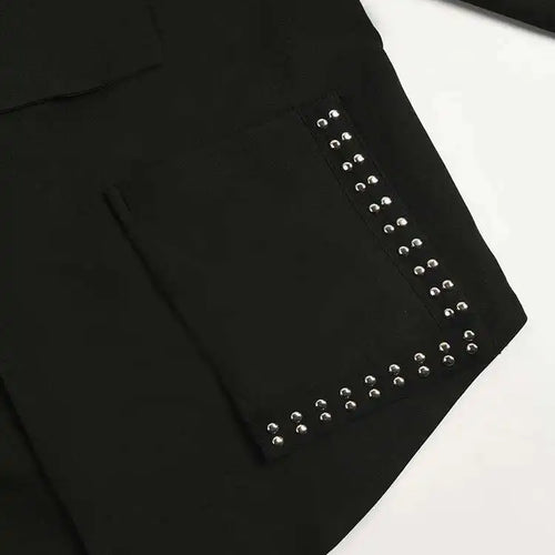 Load image into Gallery viewer, Loose Fit Black Irregular Rivet Big Size Jacket New Lapel Long Sleeve Women Coat Fashion Tide Spring Autumn 2025 1DF3046
