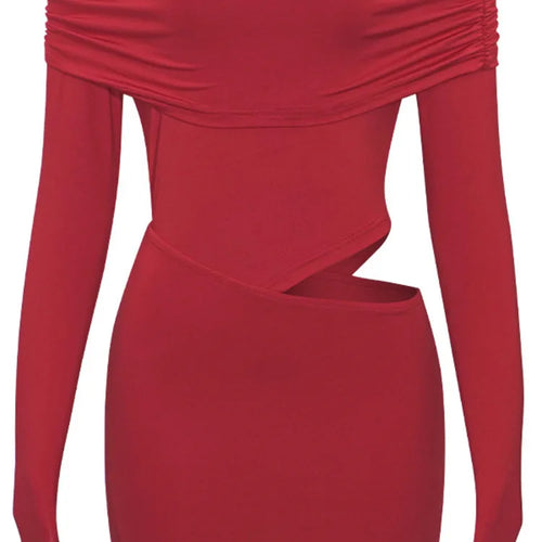 Load image into Gallery viewer, Sexy One Shoulder Long Sleeved Hollow Out Tight Skirt Women Spring 2025 Dress Slim Party Club Vestido Holiday Beachwear
