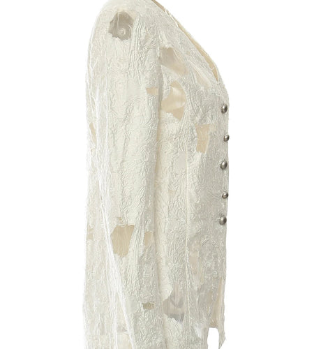 Solid Designer Spliced Button Jackets For Women V Neck Long Sleeve Temperament Patchwork Hole Coats Female Fashion